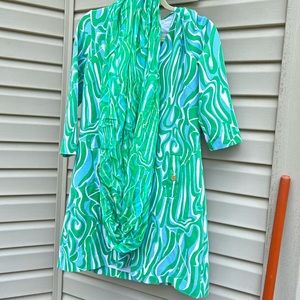 Lilly Pulitzer dress with scarf accessory matching set used like new size XL
